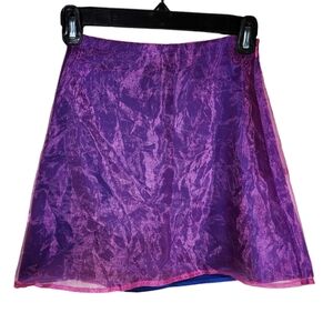 Delia's By Dolls Kill Women's XXS Pink Blue Iridescent Mini Skirt Rave Pride Fun